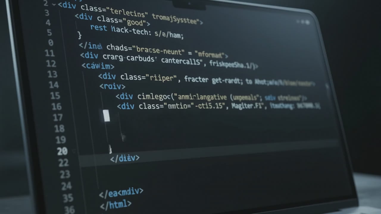 Video with a laptop showing code and then a Webpage